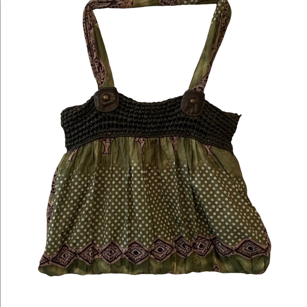 BOHO Bohemian bag Pre owned like new, silky material & Raffia details, $15 FIRM